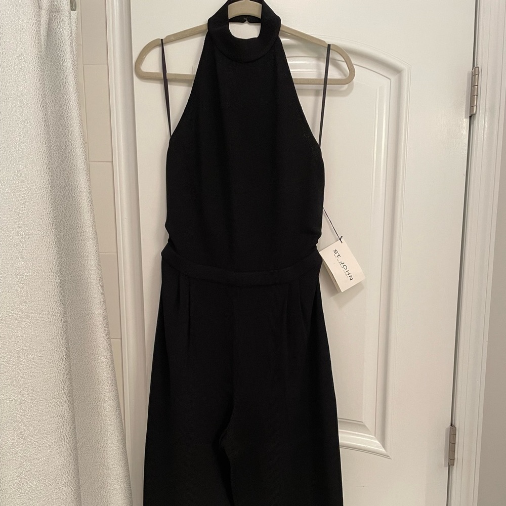 New St. John halter back black jumpsuit - size 10